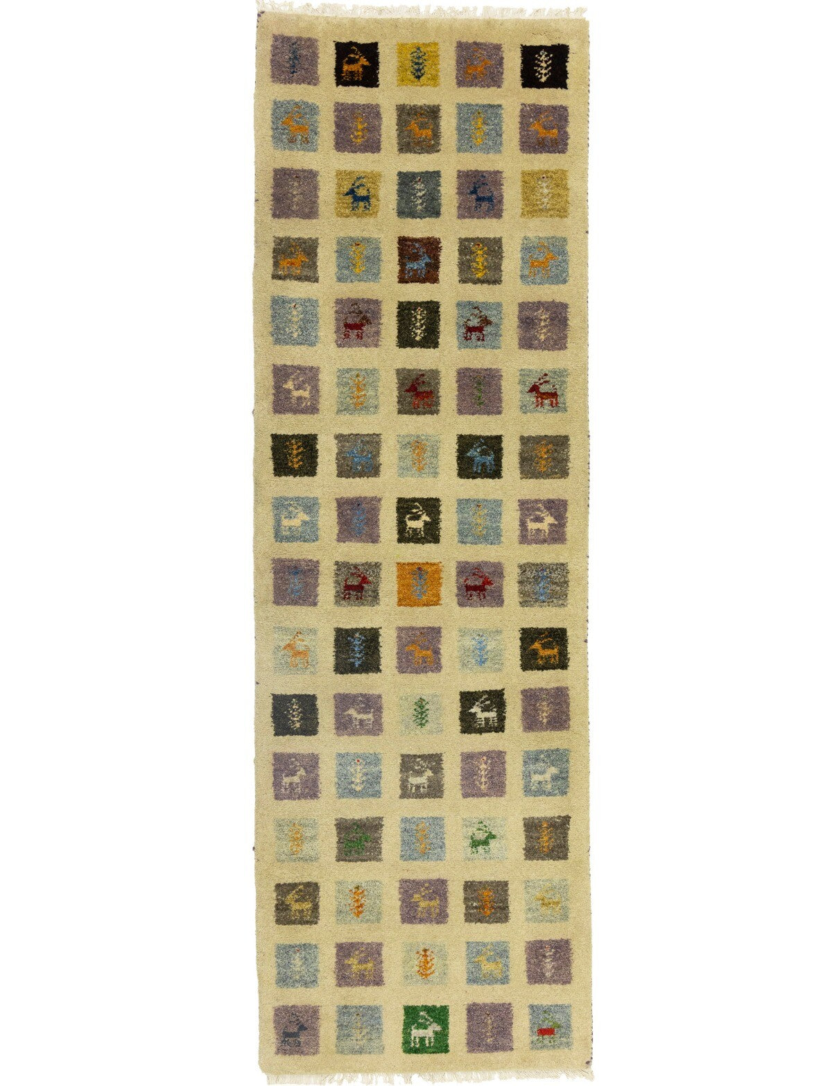 Indo-Gabbeh Pictorial Runner Rug Plush Oriental