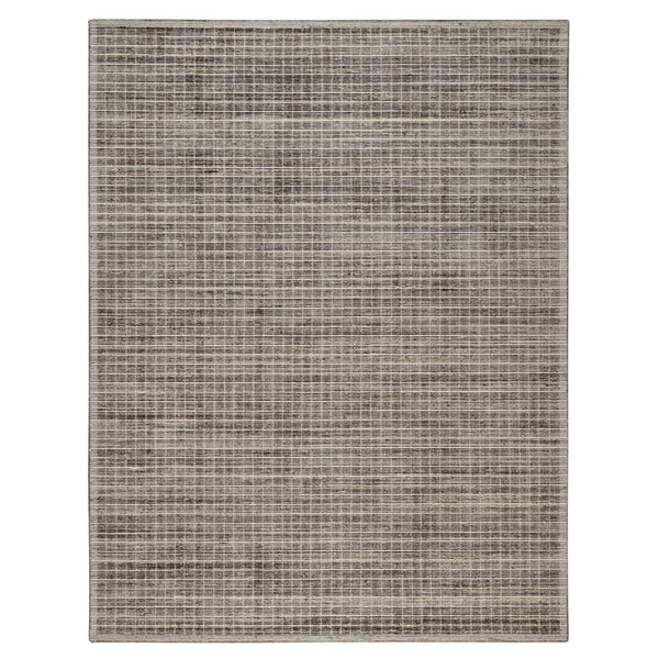 9'1"X12' Brown Modern Plain Decor Box Design Loomed Knotted Soft Wool Rug