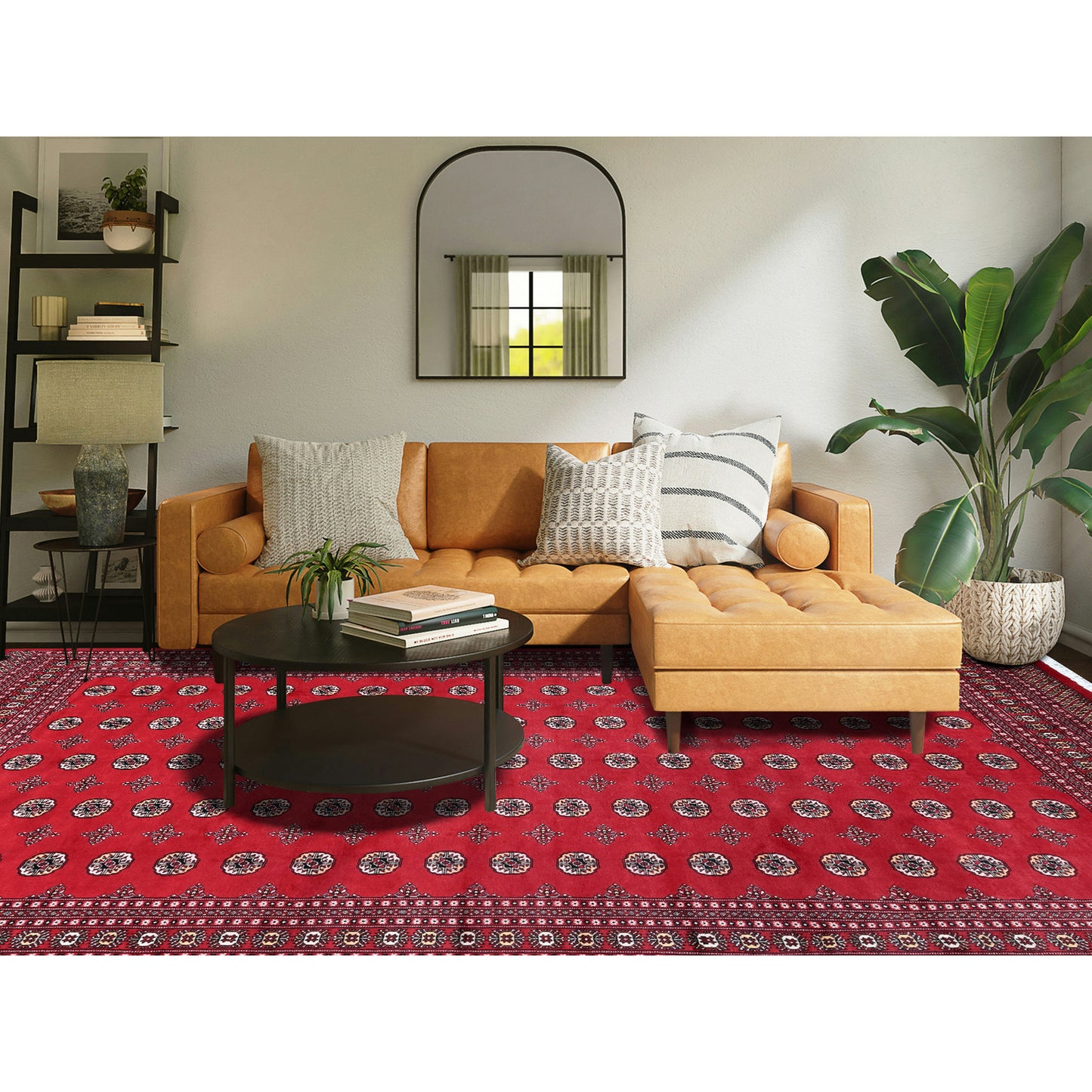 9'X12'6" Scarlet Red Princess Bokara Soft Wool Hand Knotted Rug