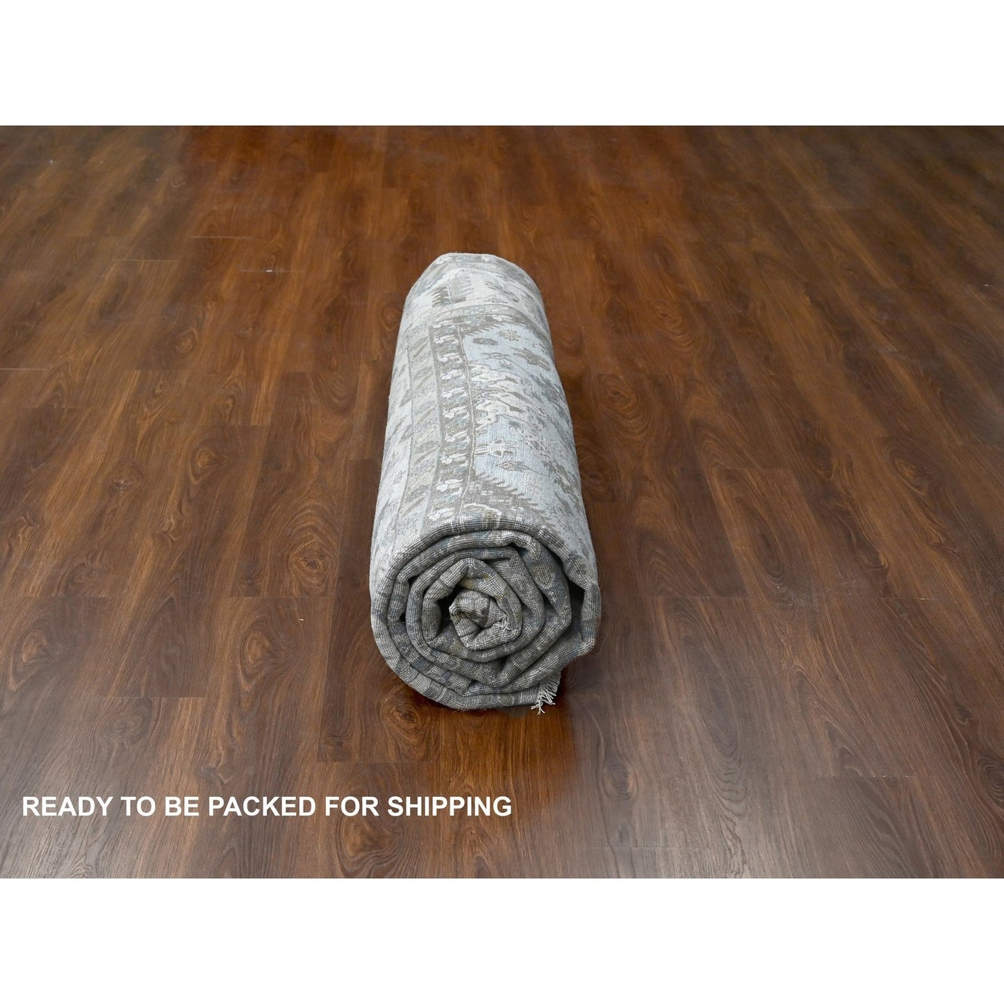 11'X11' Agreeable Gray Karjihooz 100% Wool Hand Knotted Squarish Rug