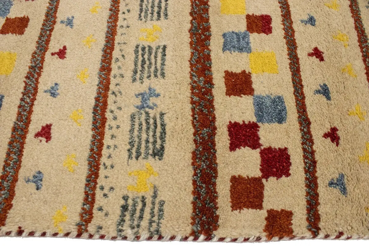 Handmade Stripes Tribal Indo-Gabbeh Runner Rug
