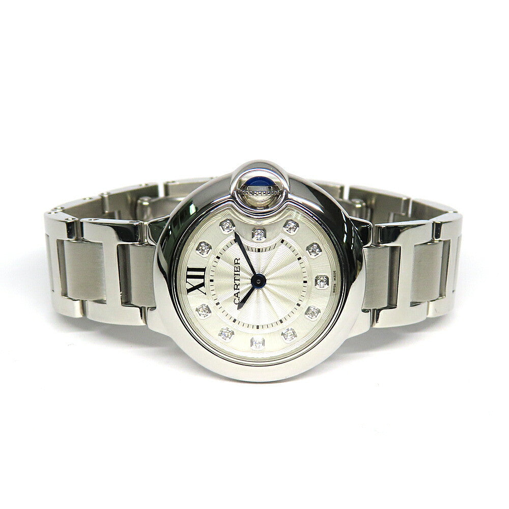 Cartier Baron Blue Sm 11P Diamond We902073 Silver Ladies Used Watch #21125