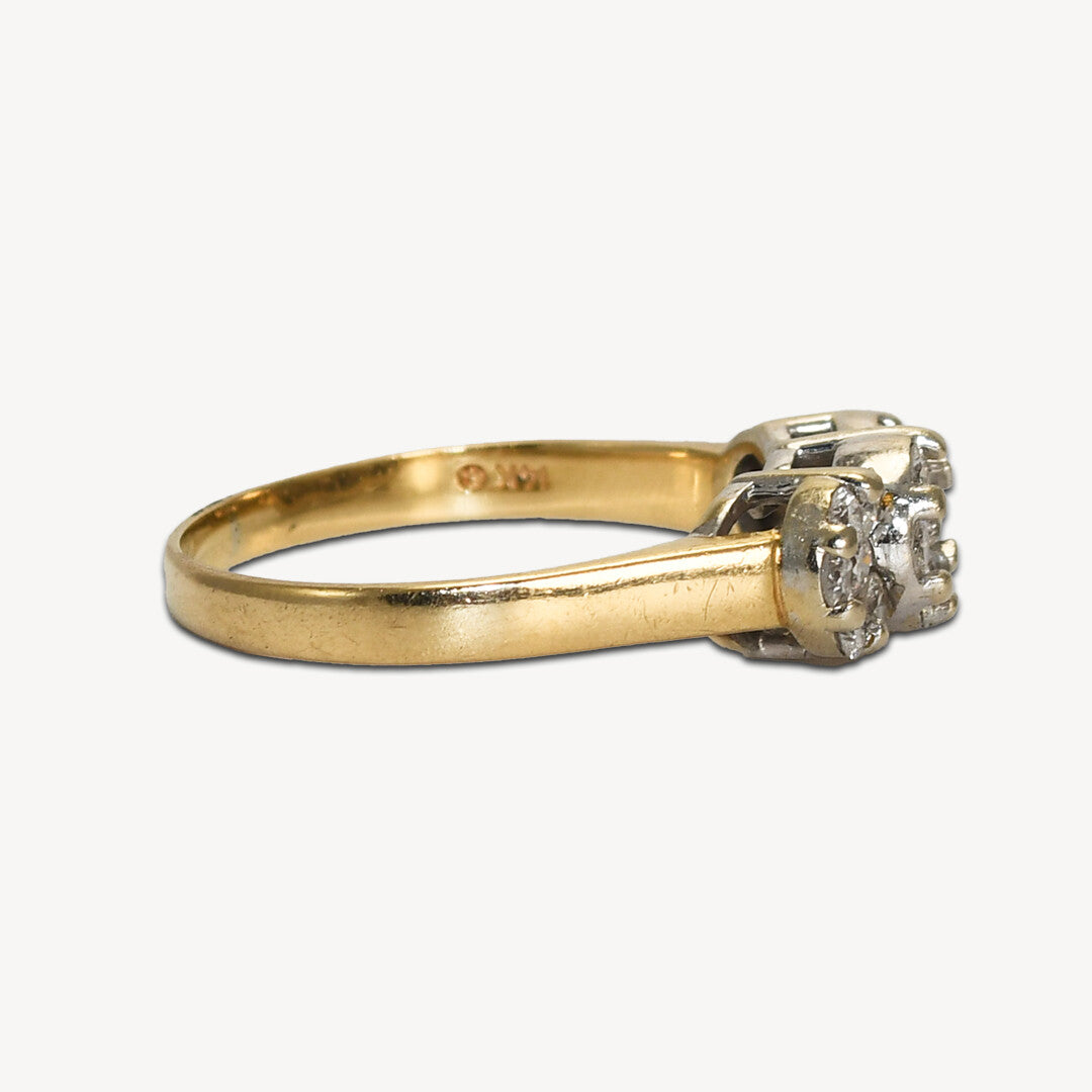 14K Yellow Gold Diamond Estate 1.00Ct Cluster