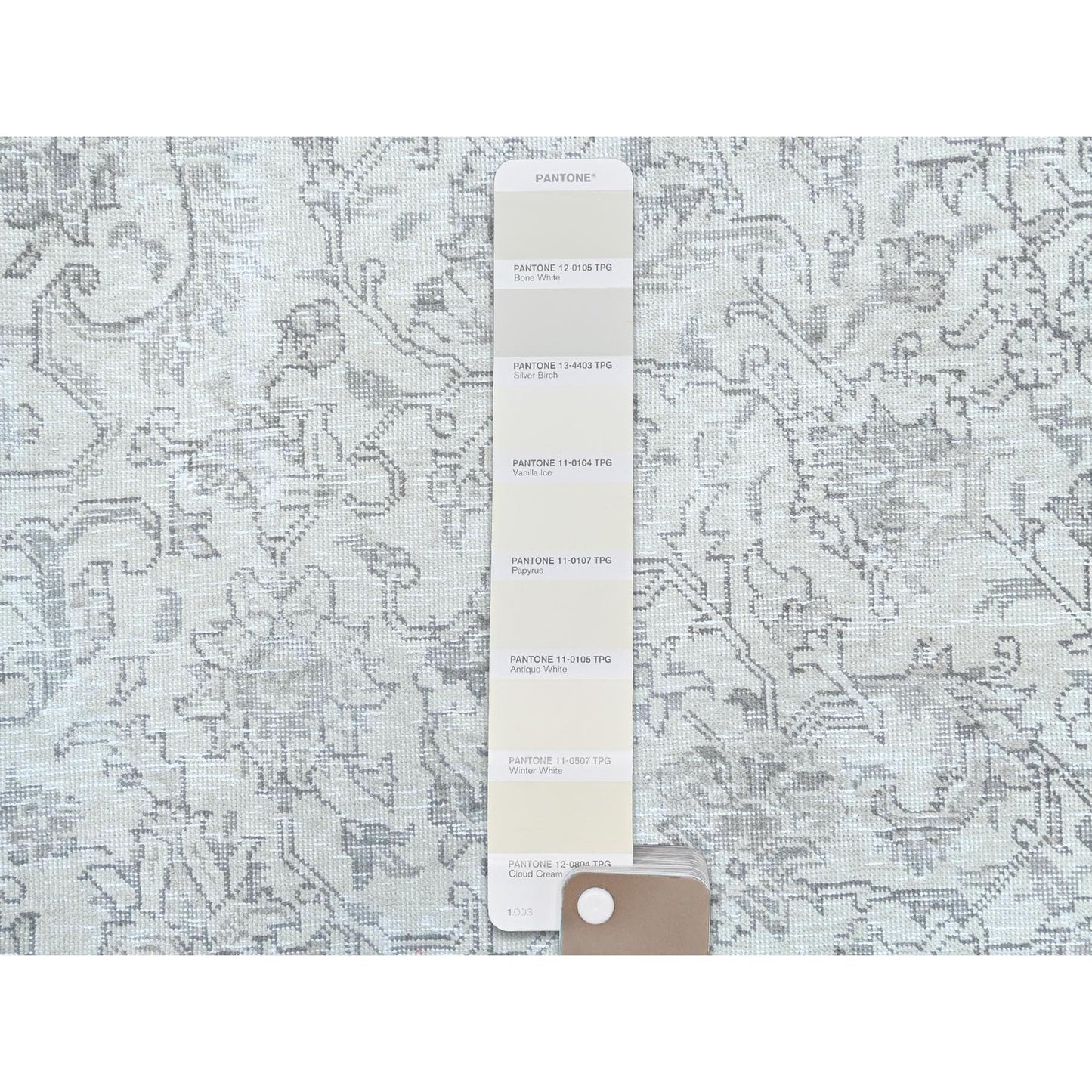 8'1"X11'2" Ivory Worn Wool Hand Knotted Vintage Farsian Tebraz Rug