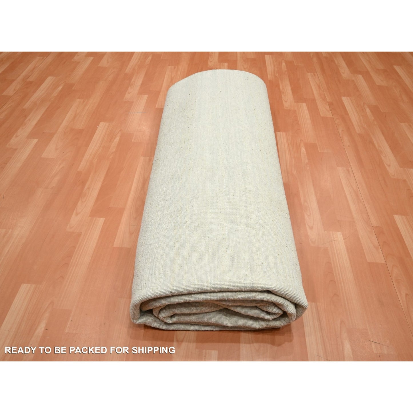 9'X11'10" Chiffon White Plain Solid Design Textured Wool Hand Knotted Rug