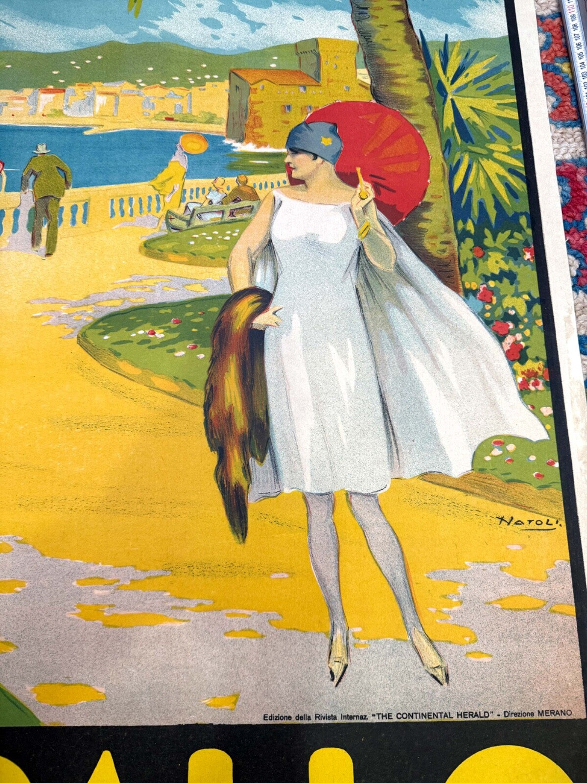 Rare Italian Travel Poster Rapallo By Natoli 1924 Original Litho Riviera