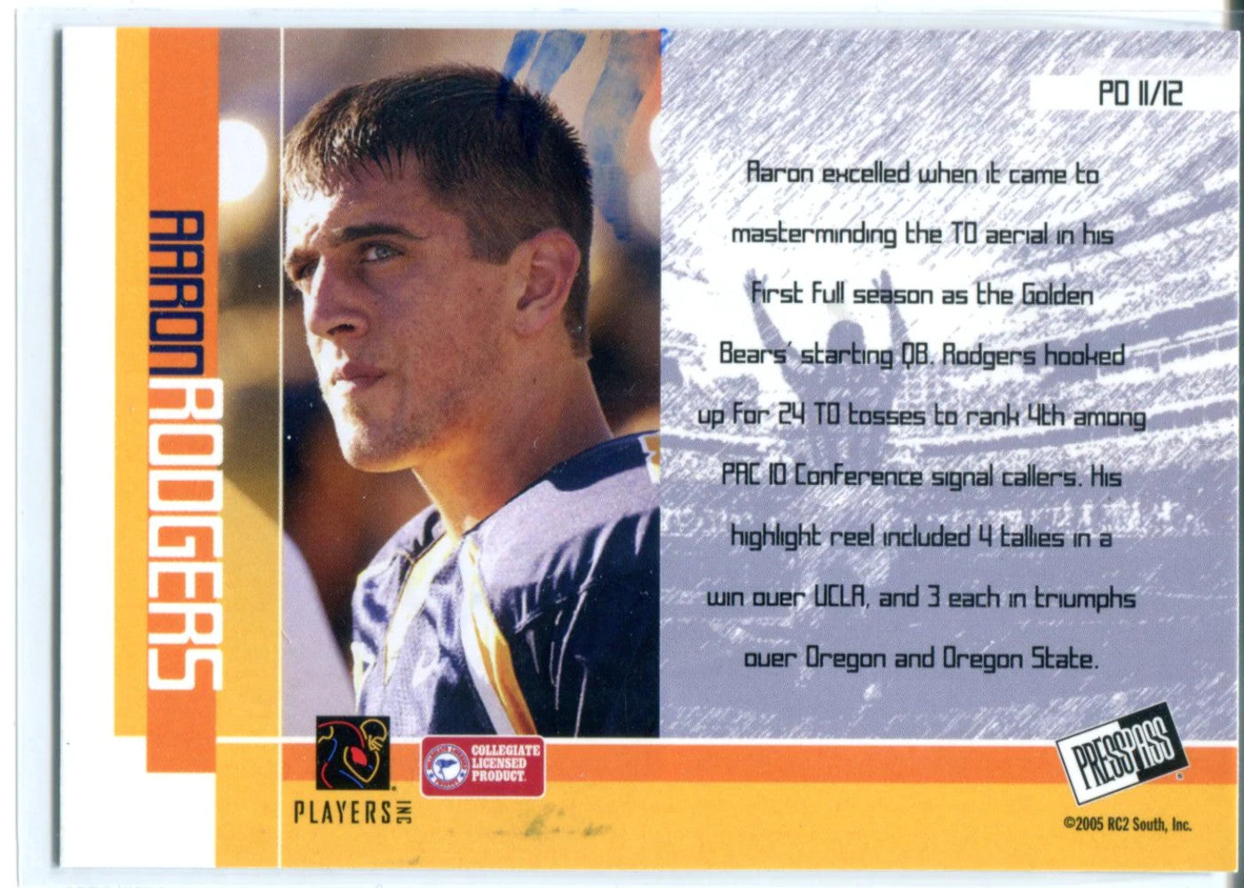 Aaron Rodgers 2005 Press Pass Pay Dirt Rookie Card