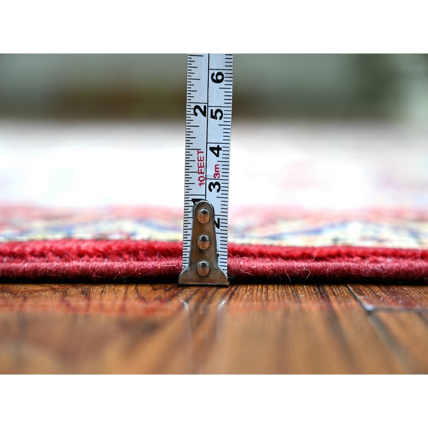 5'4"X7'7" Vermilion Red Hand Knotted Afghan Super Kazak Shawl Wool Rug