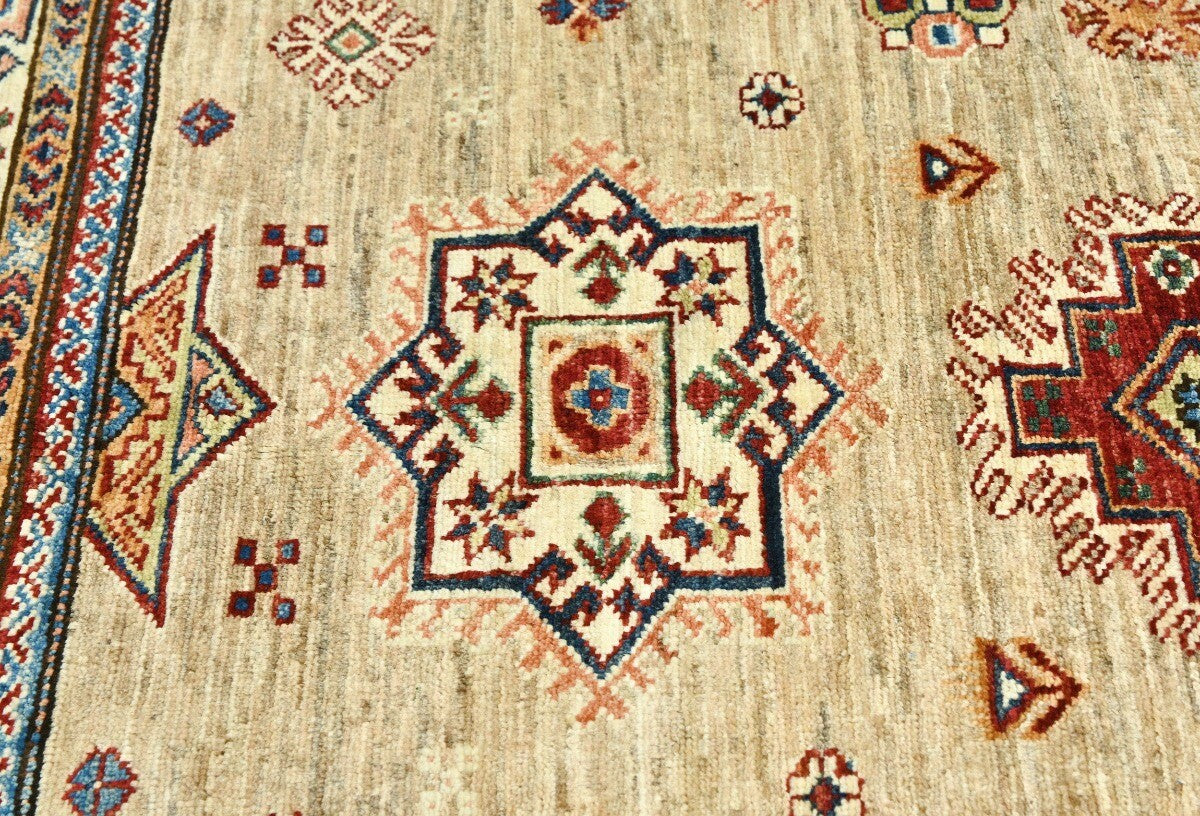 4X6 Ft Kazak Wool Area Rug Tribal Geometric Style