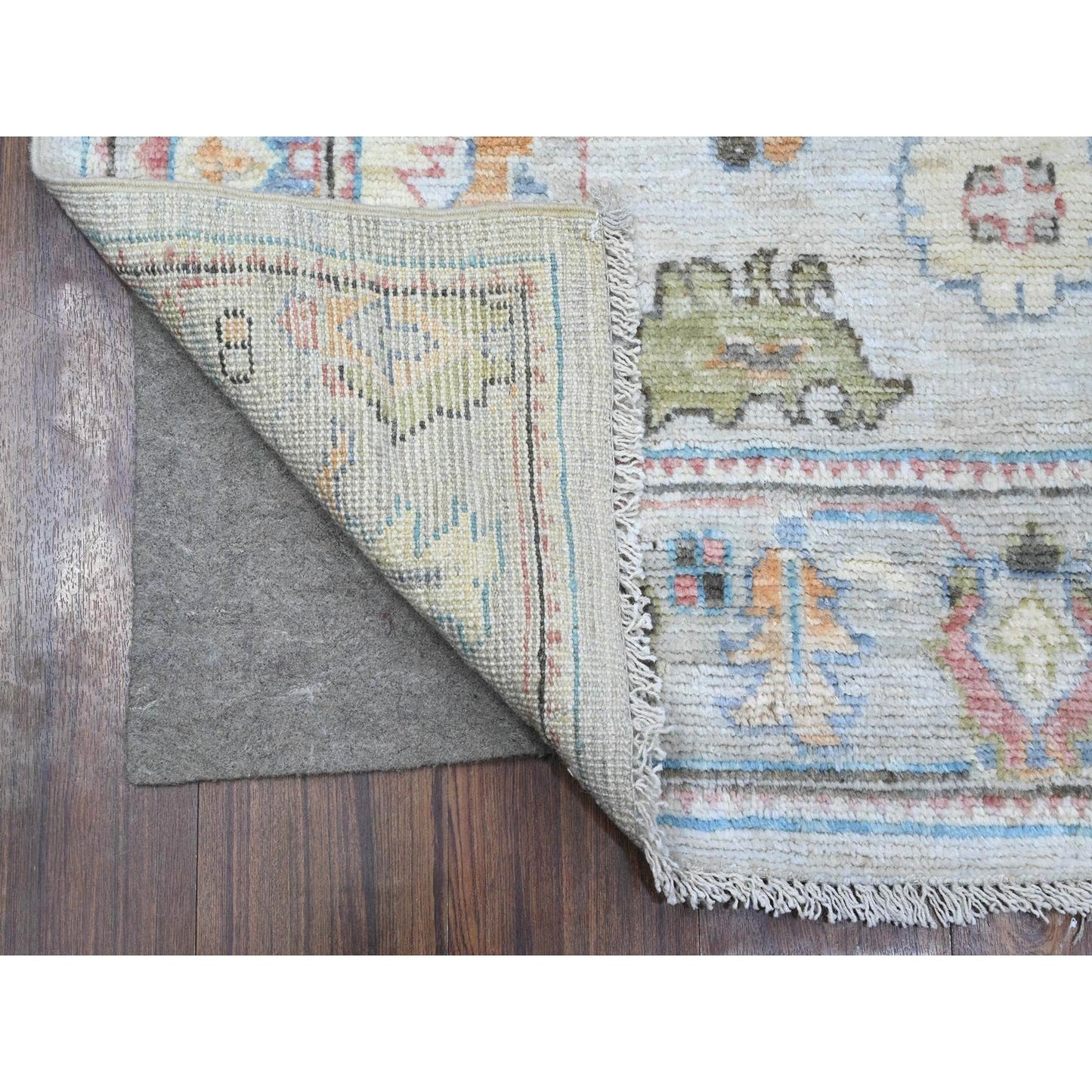 4'X10'8" Beau Blue Afghan Angora Oushak Wide Gallery Runner Oriental Rug