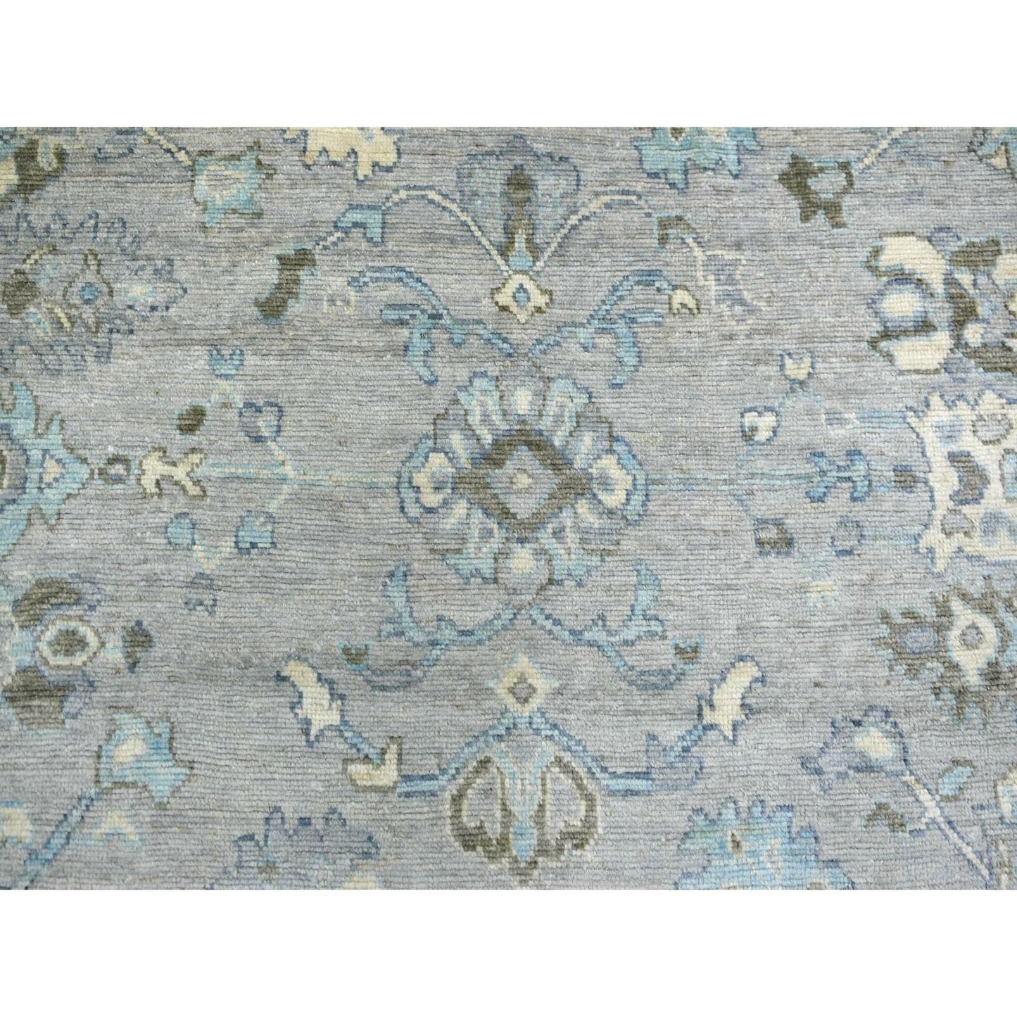 8'1"X10'4" Gray Angora Oushak All Over Motifs Wool Hand Knotted Rug