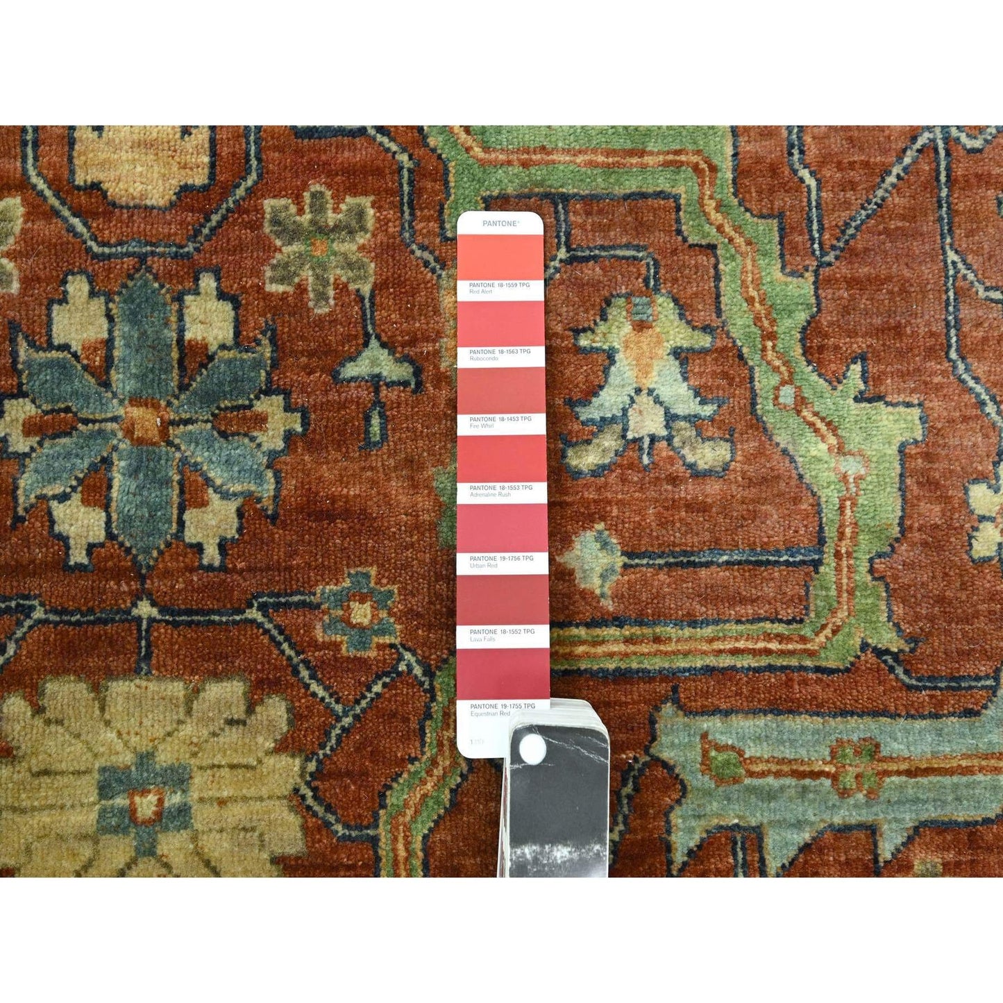 10'X13'10" Rust Red Heris All Over Design Hand Knotted 100% Wool Rug