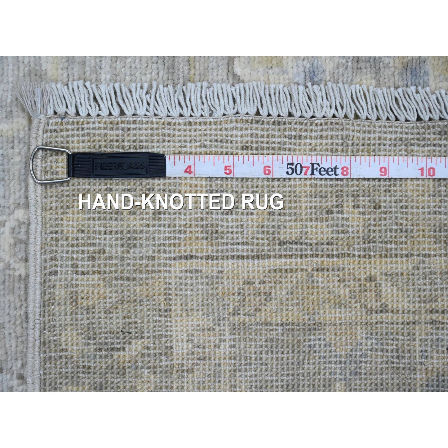 2'8"X11'9" Gray Washed Out Peshawar Hand Knotted Pure Wool Runner Rug