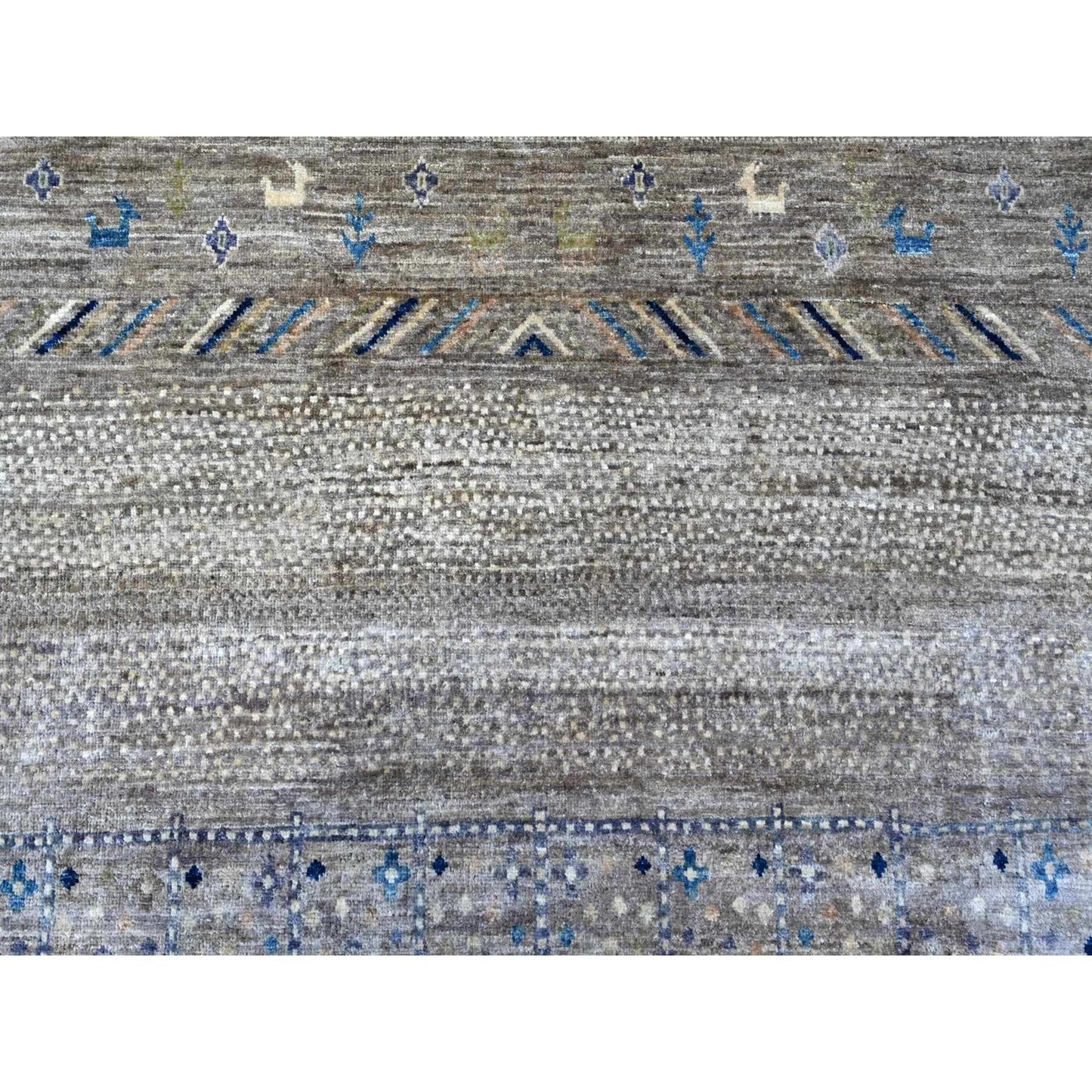 9'1"X11'8" Mindful Gray Fine Kashkuli Gabbeh Hand Knotted Oriental Rug