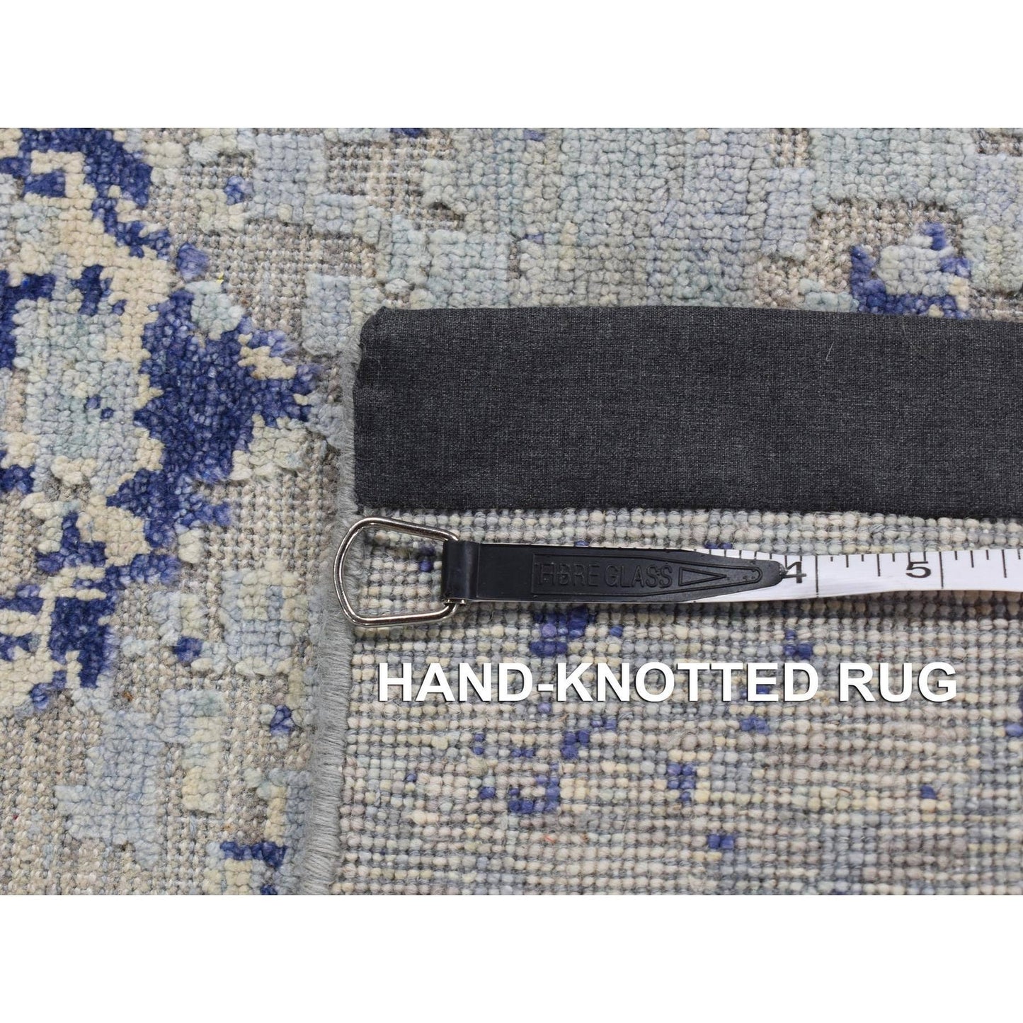 3'X4'10" Blue Cypress Trees Design Silk With Wool Hand Knotted Rug