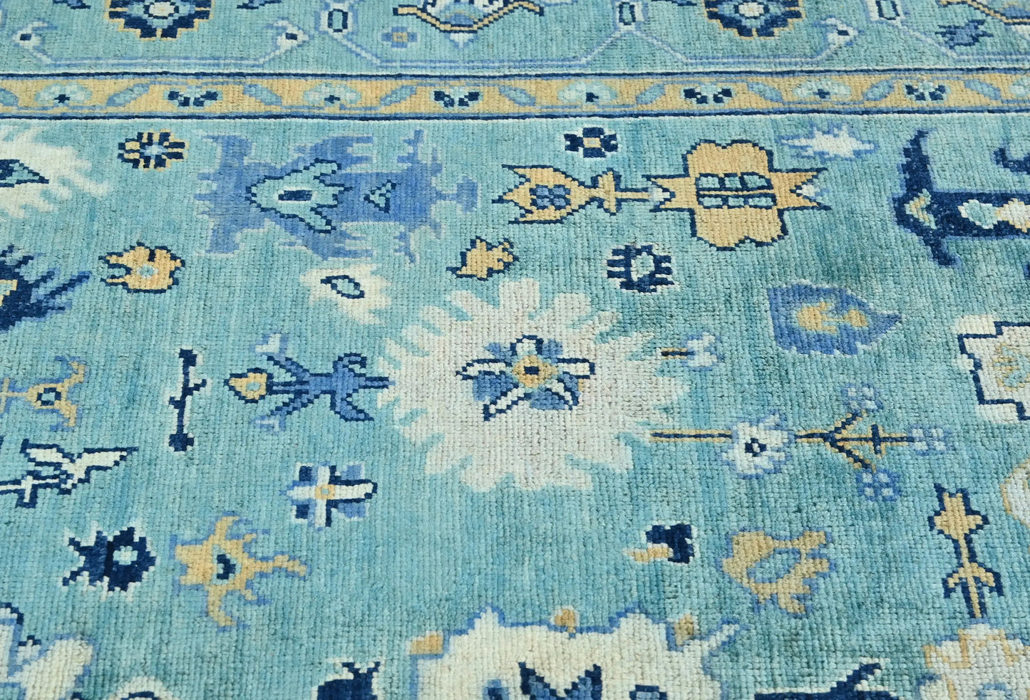 Handmade Blue Kazak Pakistan Rug Floral Modern