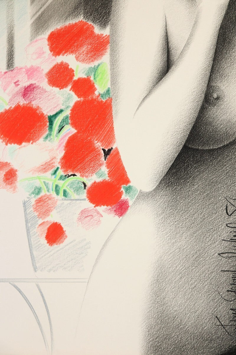 Jean Grard Dubois "Matinale" 1984 Original Color Pencil Drawing 50X65Cm Signed