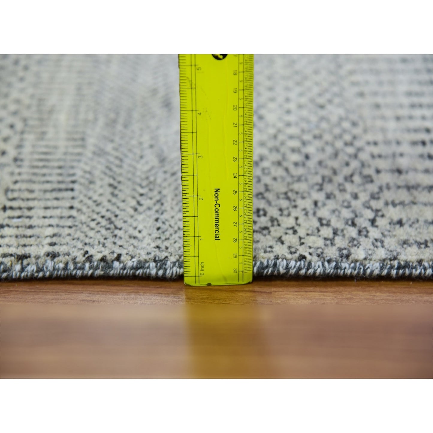 2'6"X16' Pastel Gray Hand Knotted Grass Design Wool Undyed Xl Runner Rug