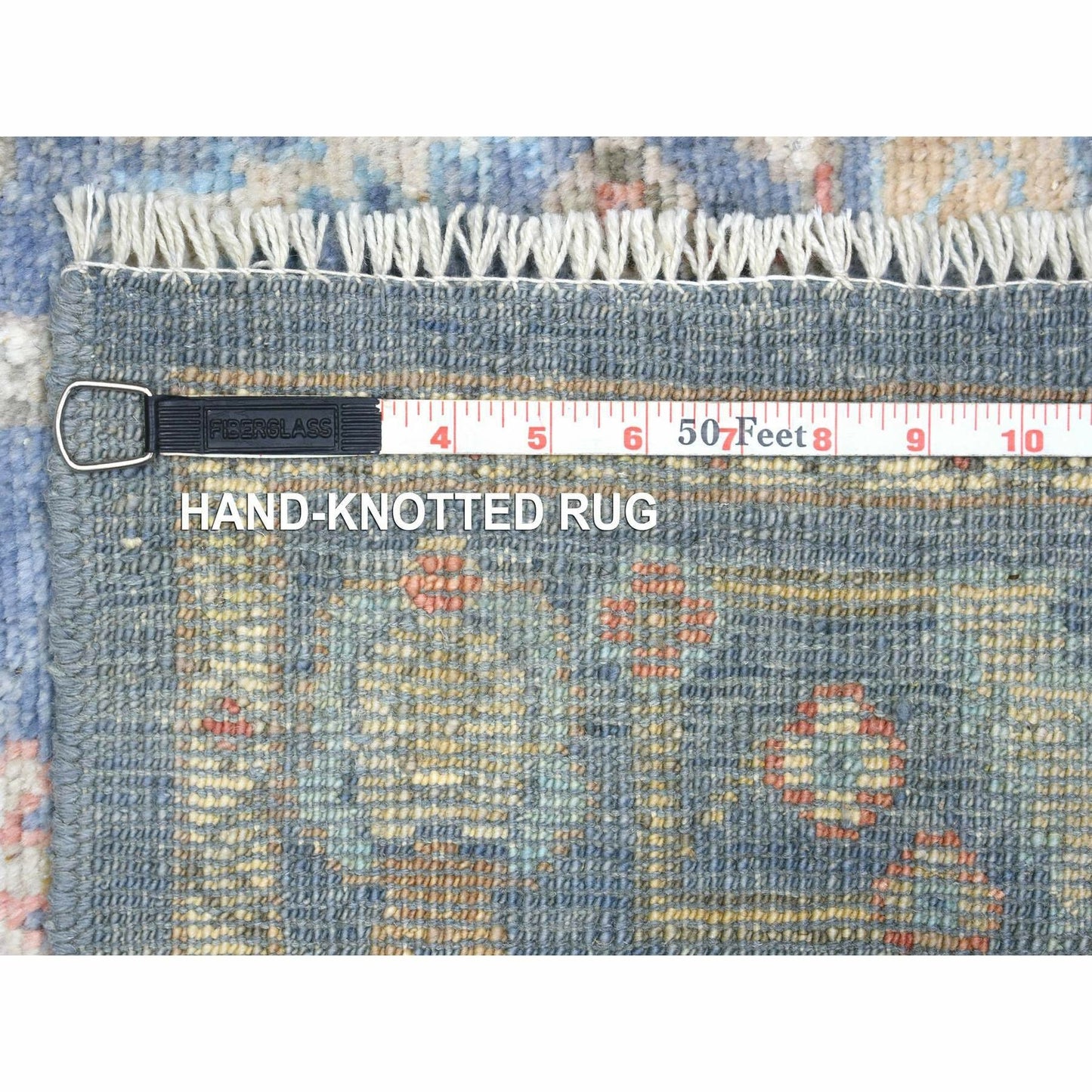 2'8"X16'4" Blue Afghan Hand Knotted Angora Oushak Xl Runner Rug