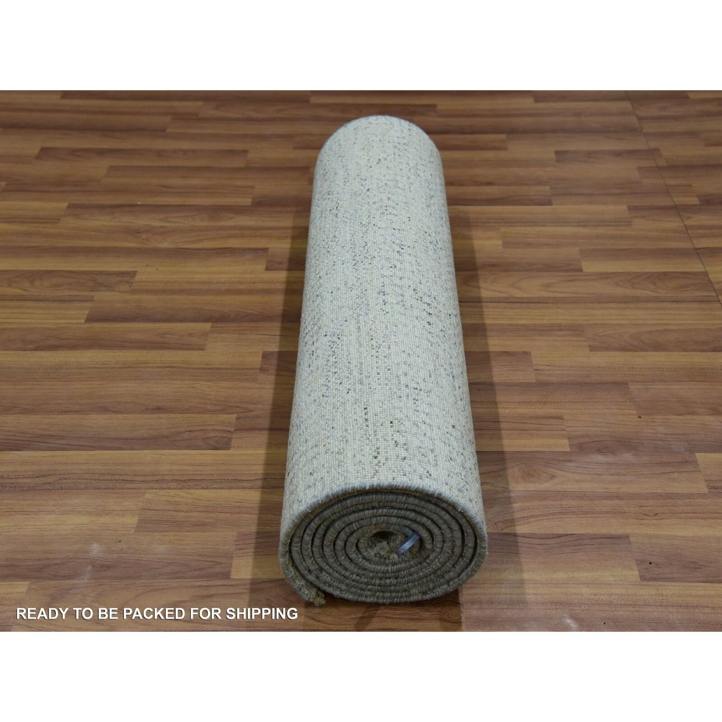 2'7"X10'1" White Hand Knotted Modern Grass Wool Runner Oriental Rug