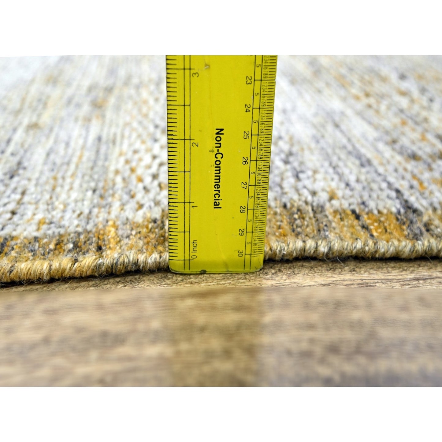2'7"X8'2" White & Gold Hand Knotted Oxidized Grass Design Wool Runner Rug