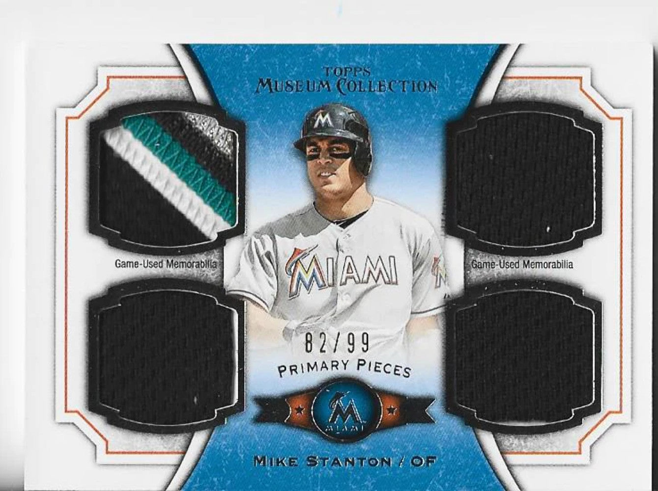 Mike Stanton 2012 Topps Museum Collection Game Used Quad Relic Card 82/99 #Ppqr-
