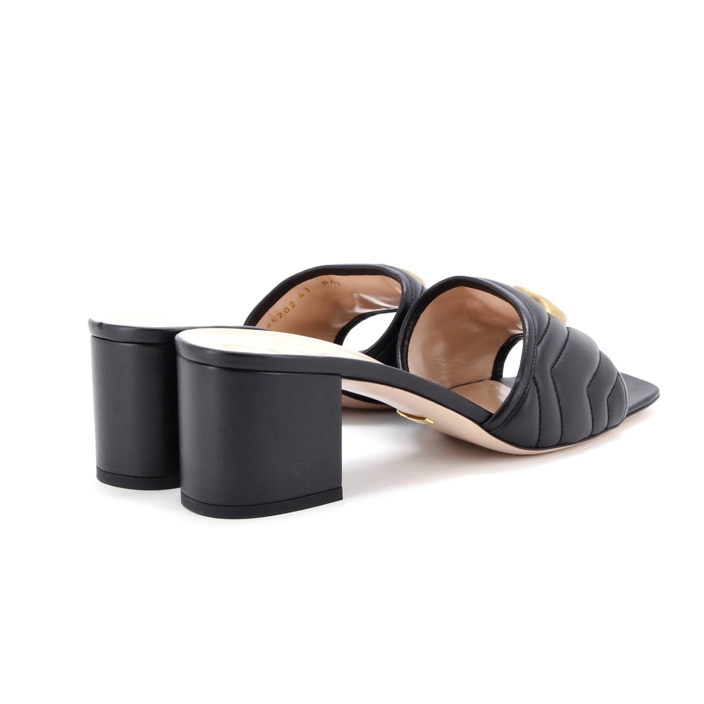 Gucci Women'S Marmont Slide Heeled Sandals Matelasse Leather