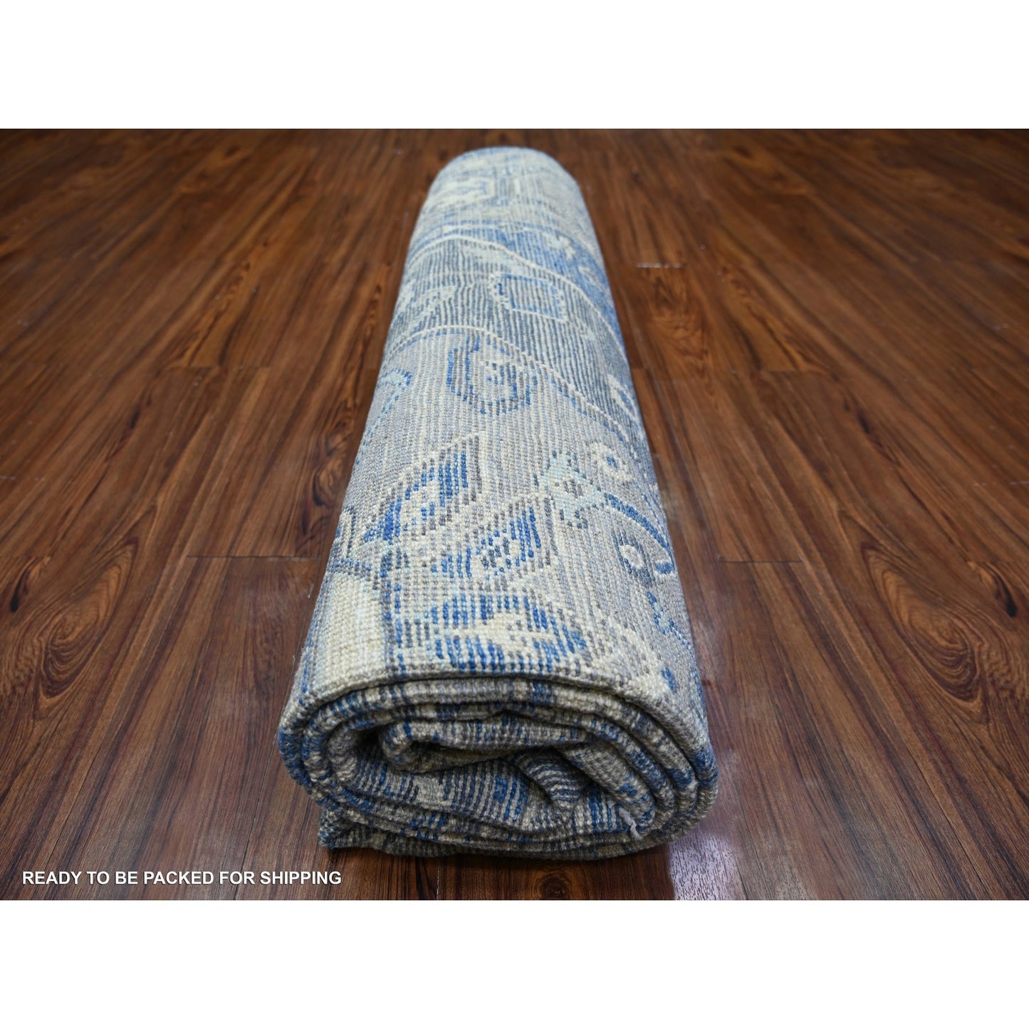 8'X10'1" Steel Blue Anatolian Village Inspired Wool Hand Knotted Rug