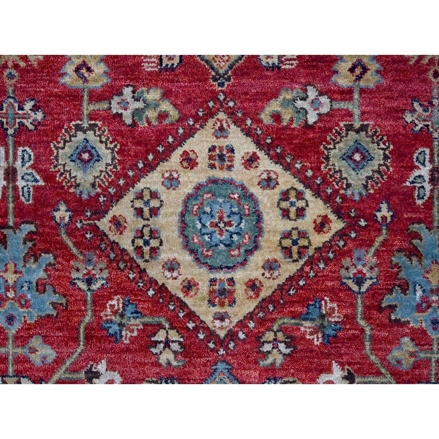 10'1"X13'10" Falcons Red Karjihooz Design Soft Wool Hand Knotted Rug