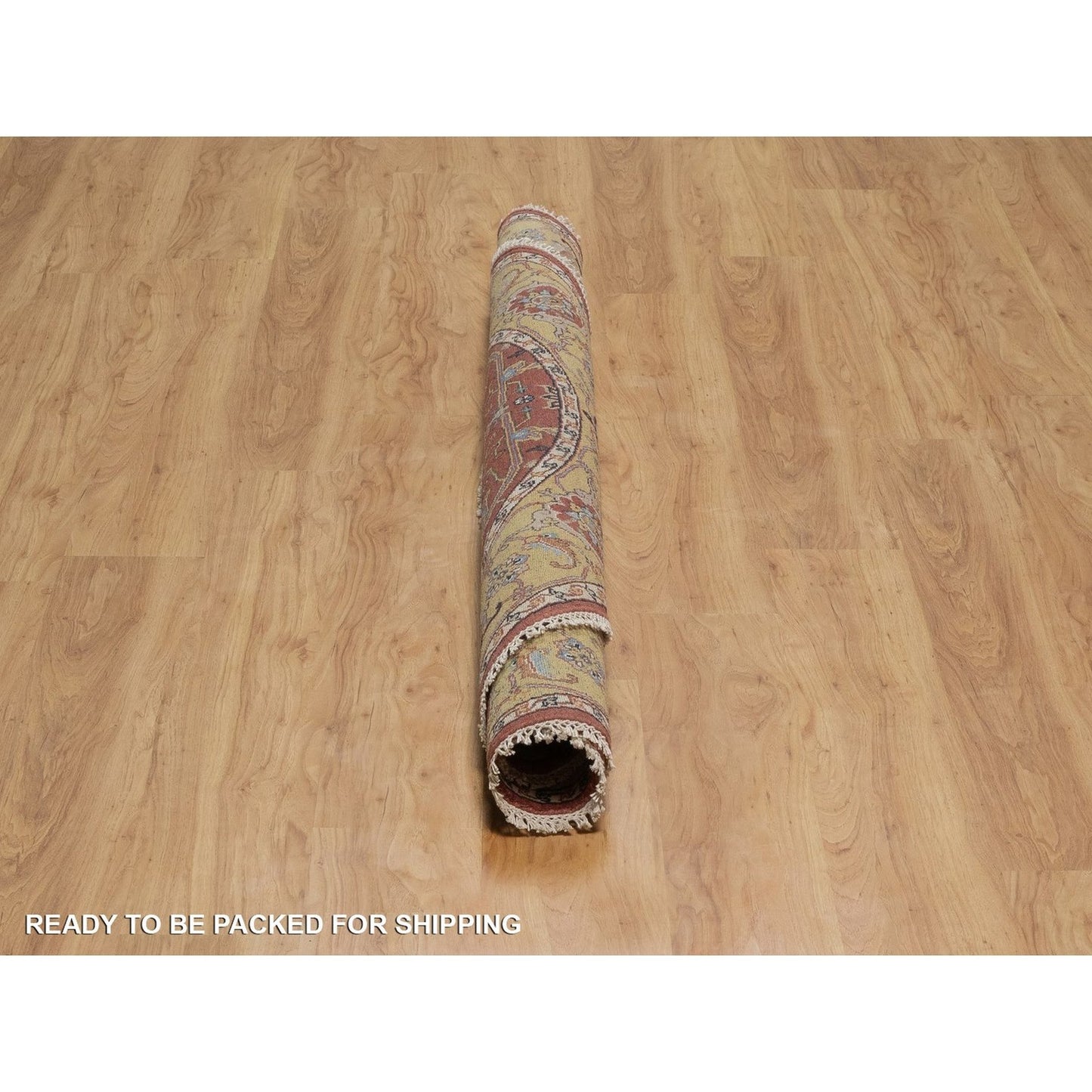6'2"X6'2" Red Antiqued Fine Heris Hand Knotted New Zealand Wool Round Rug