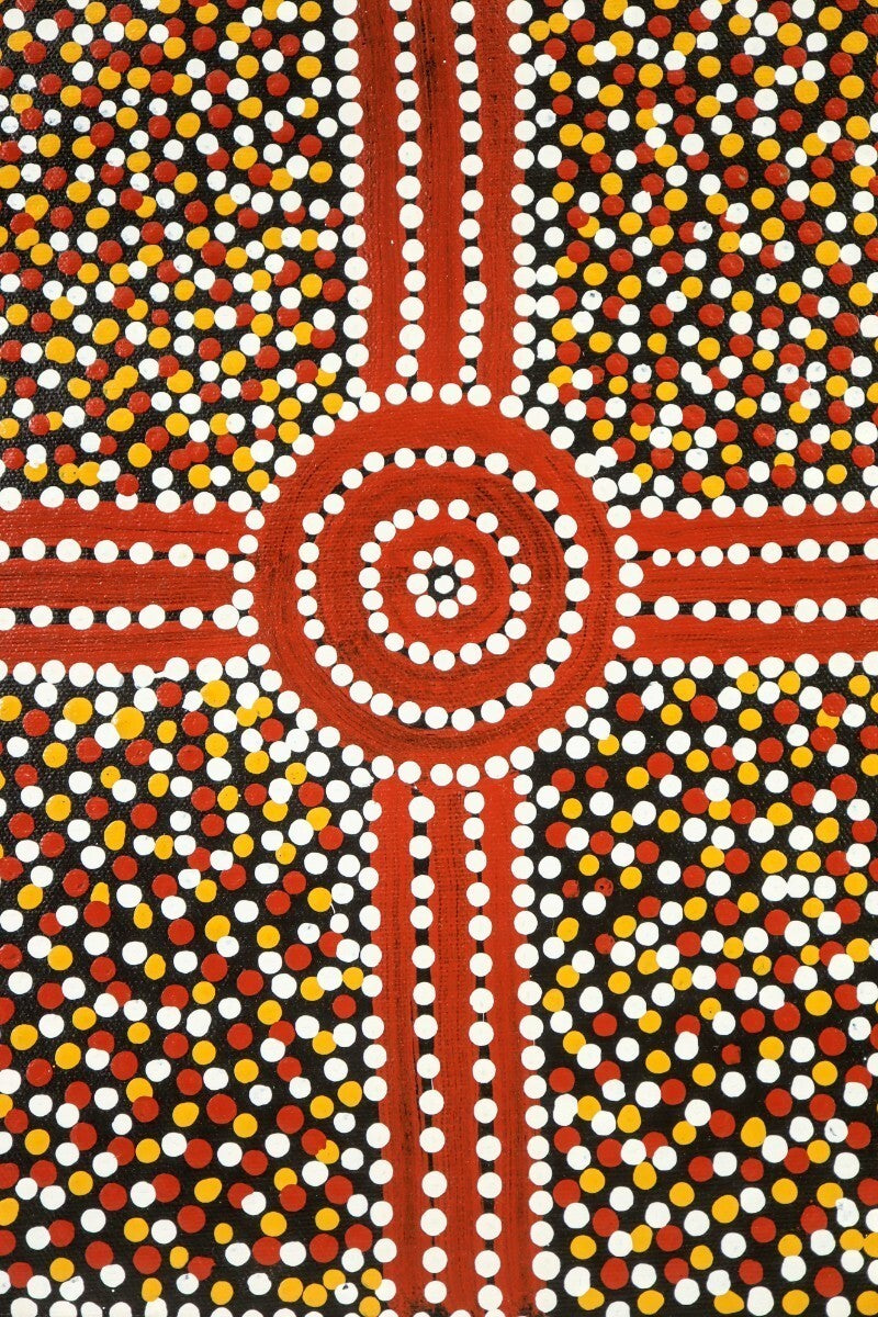 Paddy Bird Jungala "Mulga Seed" Aboriginal Dot Painting Acrylic On Canvas Signed