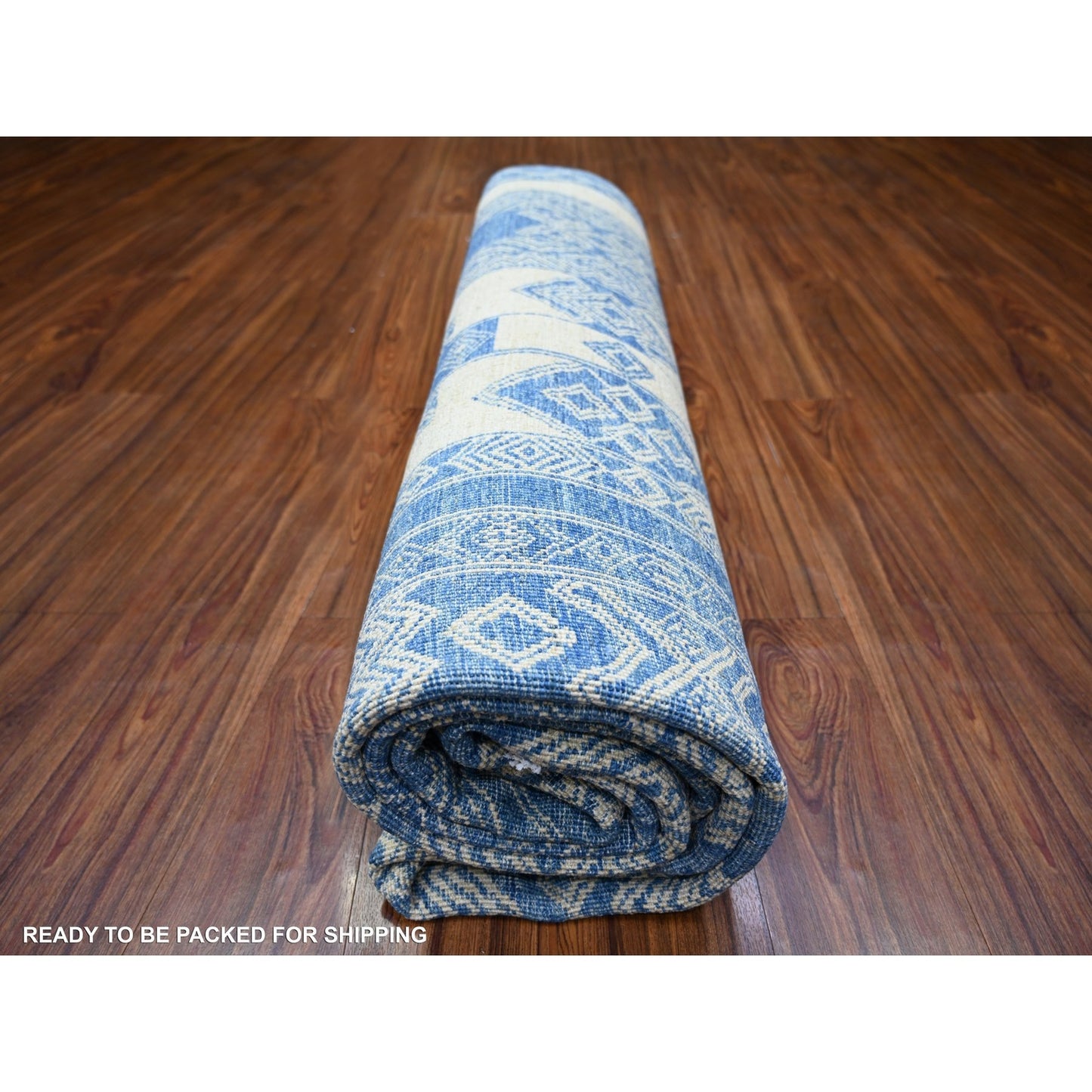 8'1"X9'9" Dutch Blue Fine Peshawar Organic Wool Hand Knotted Rug