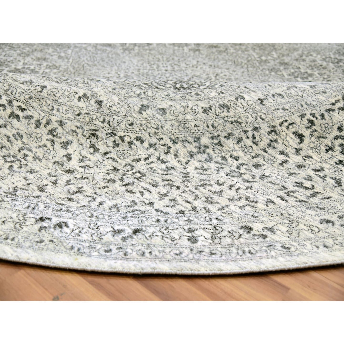 12'X12' Decorators White Hand Knotted Soft Wool Round Mamluk Dynasty Rug