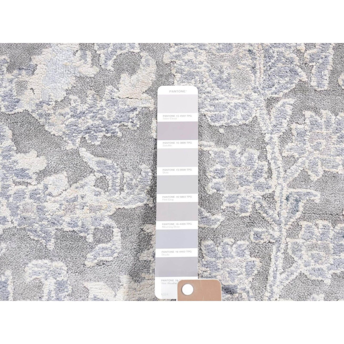 9'X12' Ash Gray Broken Kishoon Wool With Pure Silk Hand Knotted Rug