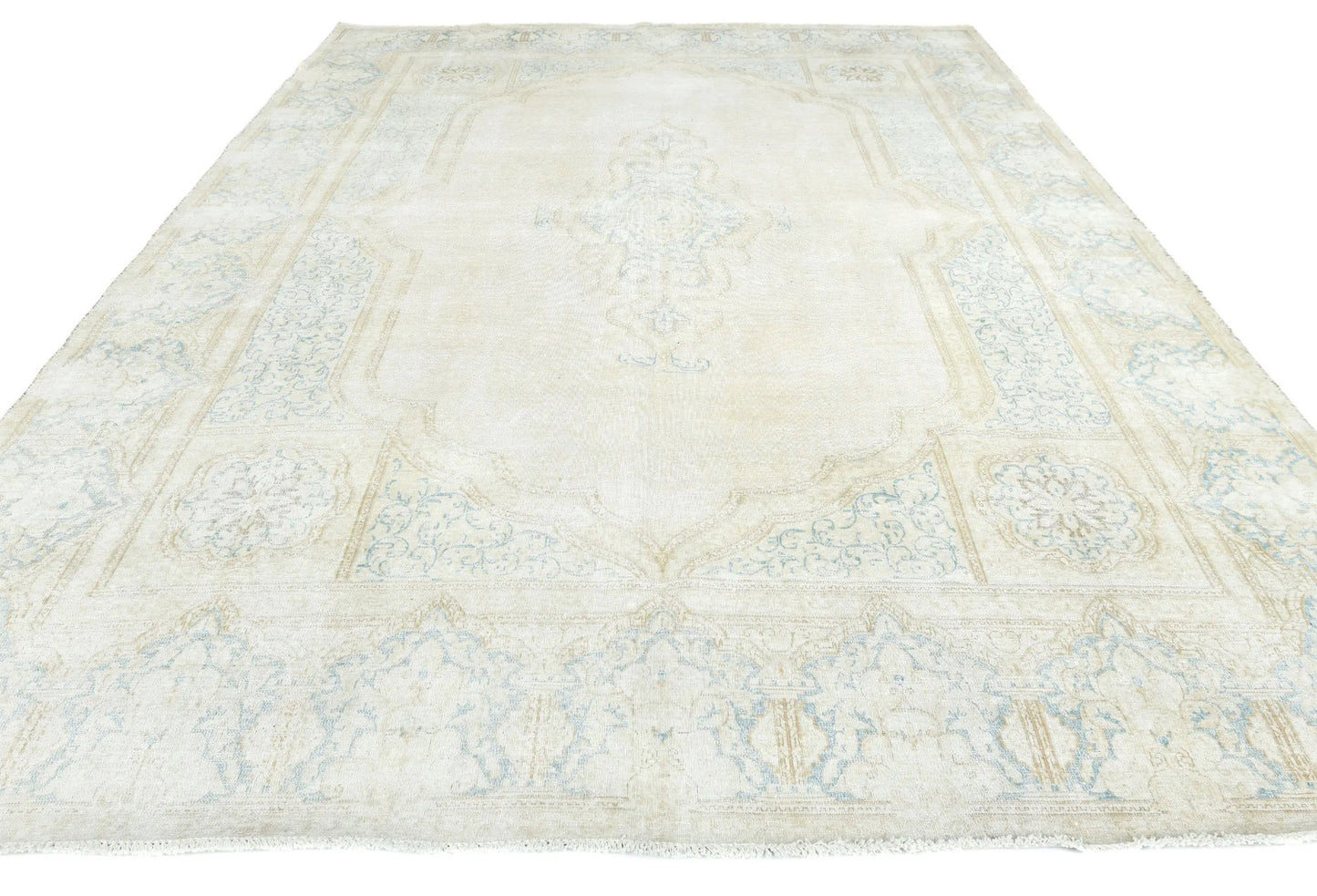 Handmade Muted Floral Distressed Oriental Rug