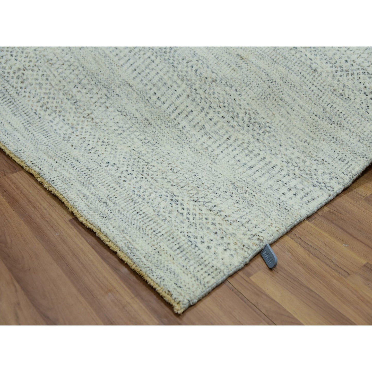 5'10"X9'1" Origami White Modern Grass Design Hand Knotted Oriental Rug