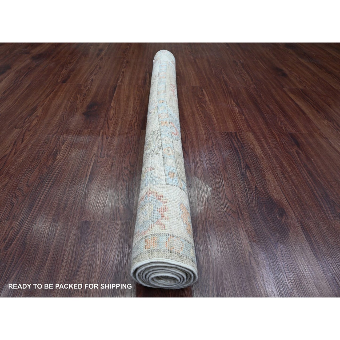 4'3"X6'2" Green Pure Wool Angora Oushak Leaf Pattern Hand Knotted Rug