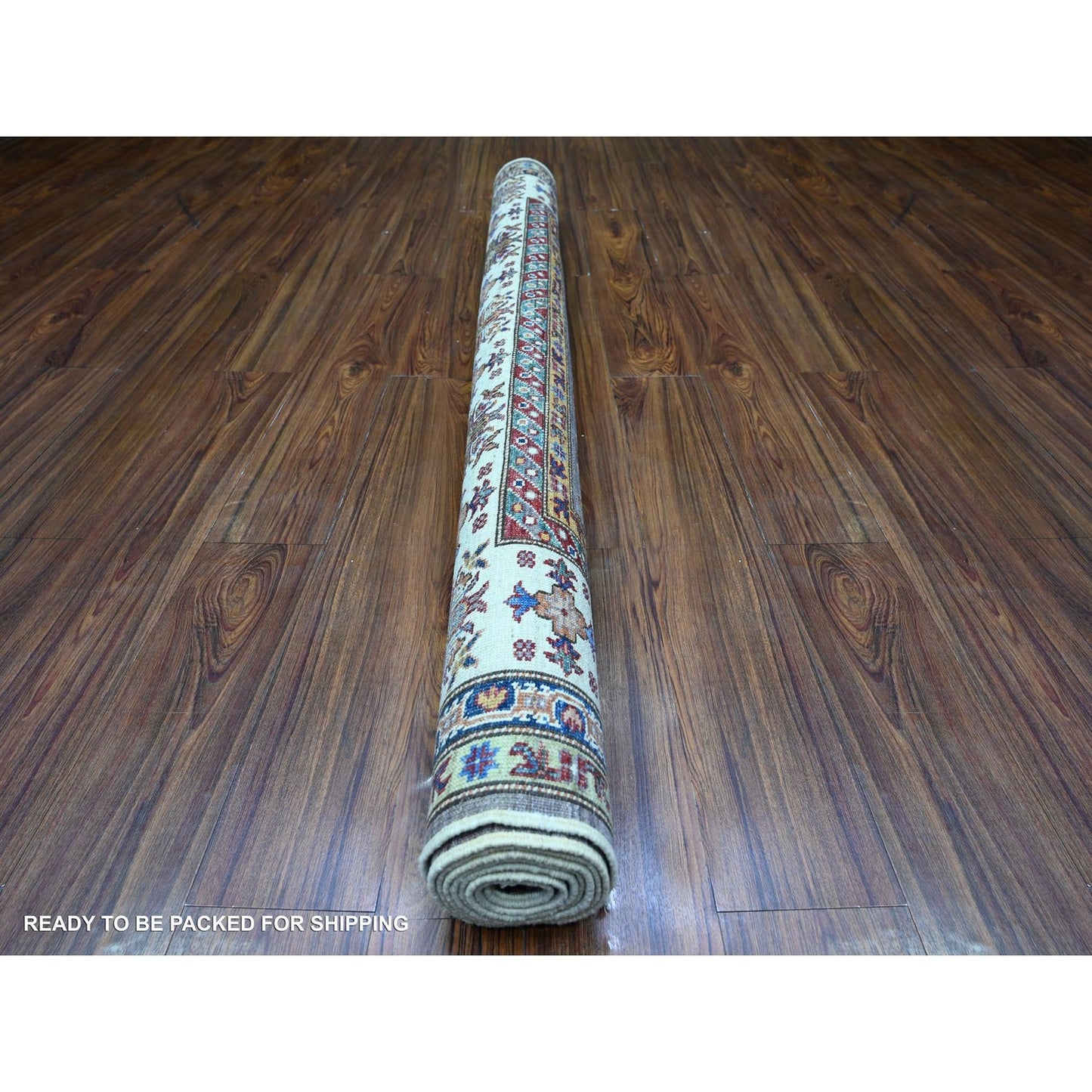 5'9"X7'10" Slate Gray Kazak Geometric Medallions Wool Hand Knotted Rug