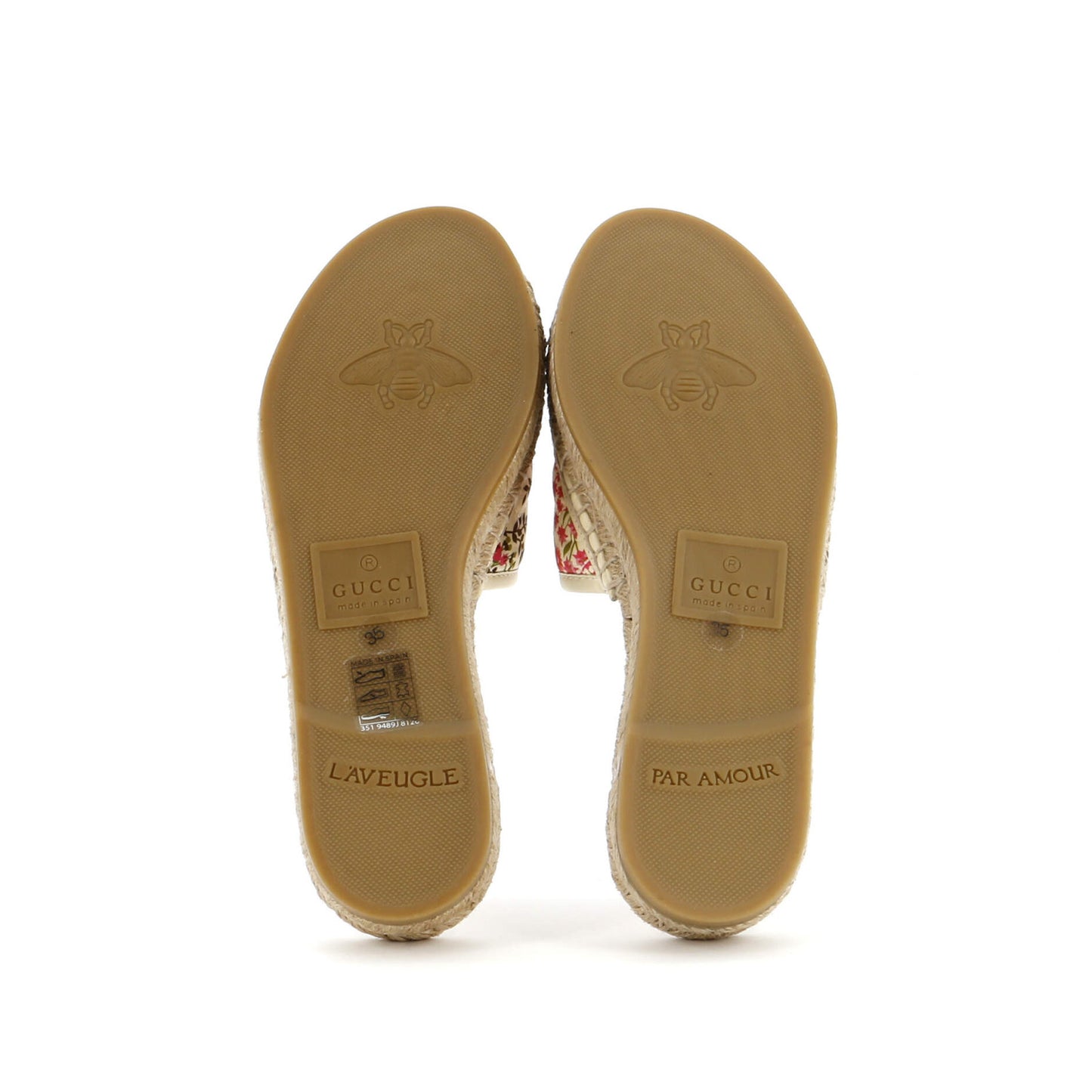 Gucci Women'S Gg Marmont Espadrilles Slide Sandals Quilted Printed Canvas