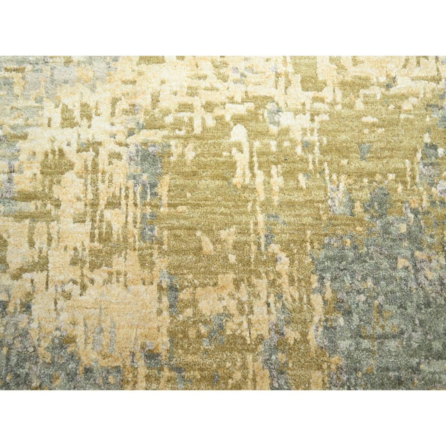 8'X10'1" Sage Green Abstract With Galaxy Design Wool Hand Knotted Rug
