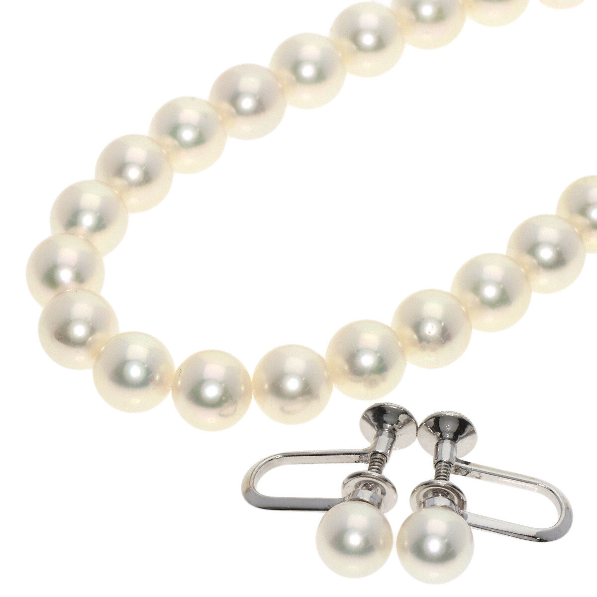 Mikimoto Necklace Pearl Pearl Earring 2-Piece