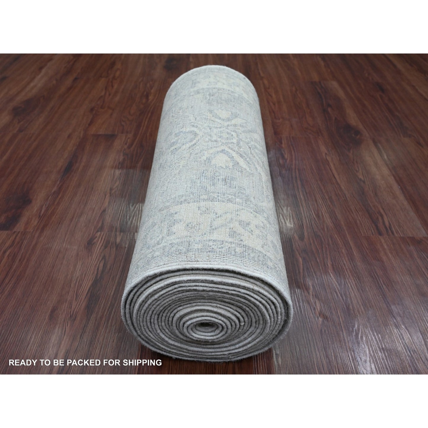 2'3"X29'4" Gray Heris Design High Mountain Wool Hand Knotted Runner Rug
