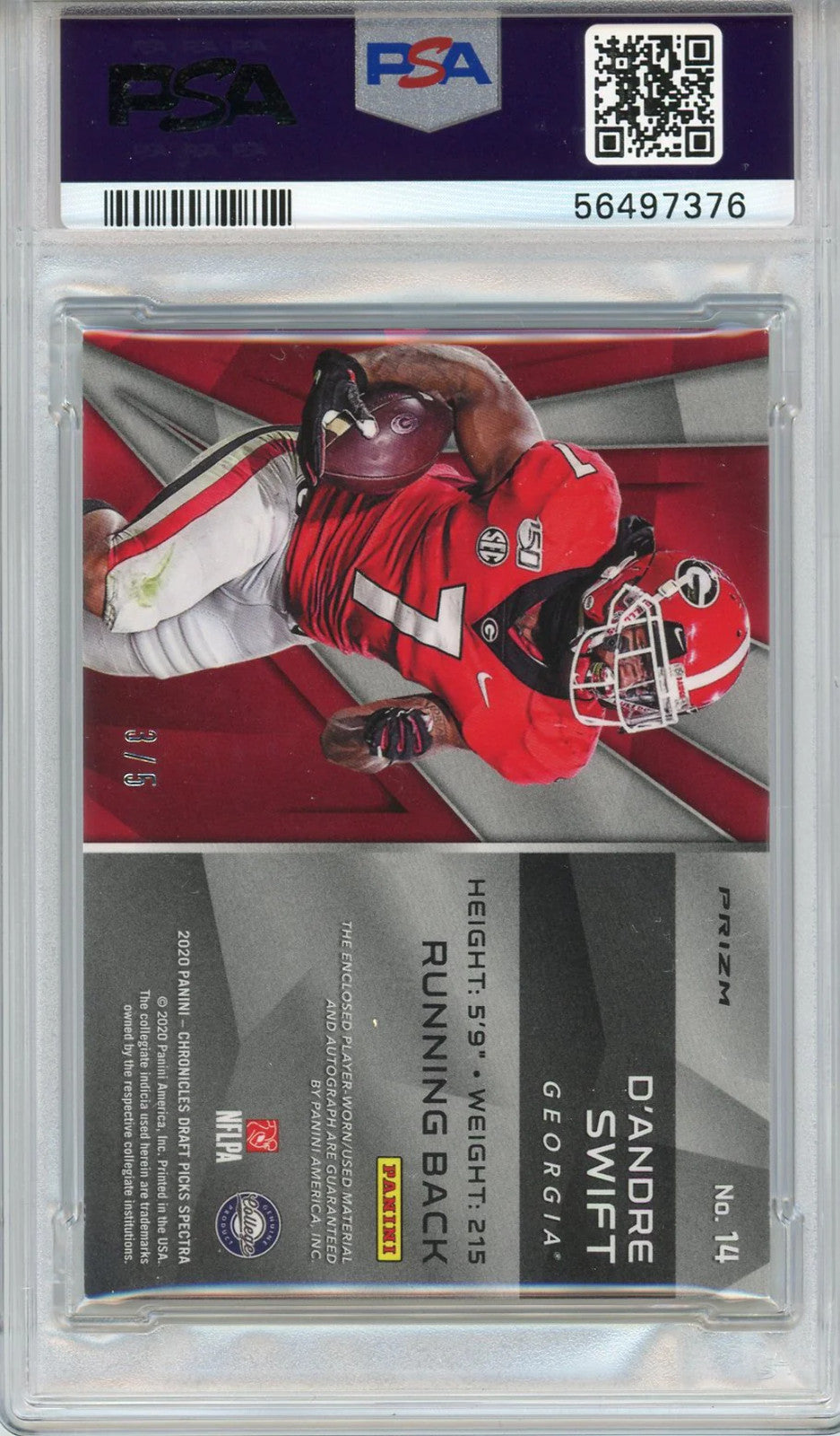 D'Andre Swift Autographed 2020 Panini Chronicles Draft Pick Spectra Psychedelic