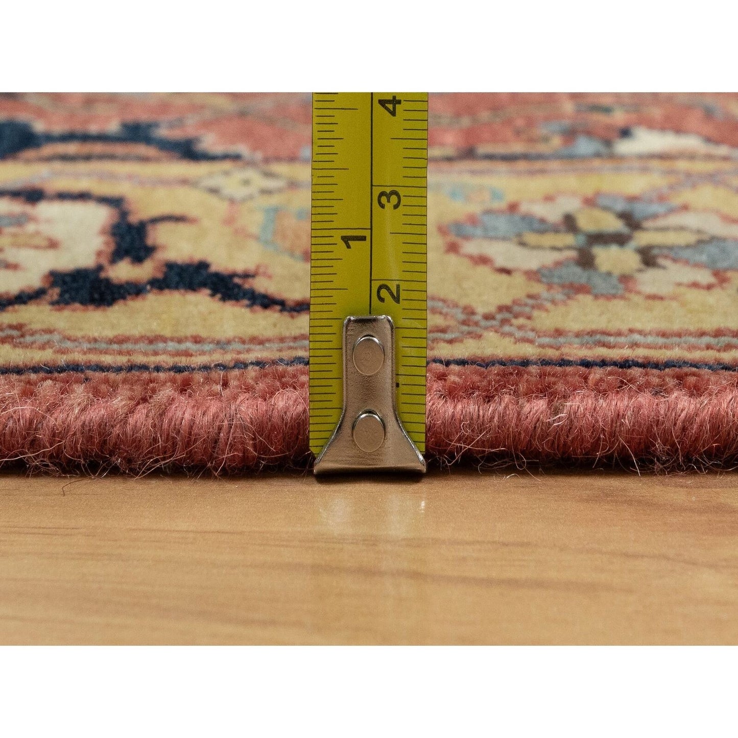 2'7"X6'1" Red Wool Hand Knotted Antiqued Fine Heris Recreation Runner Rug