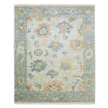 8'X10' Gray Soft Wool Hand Knotted Oushak Salt And Pepper Design Rug