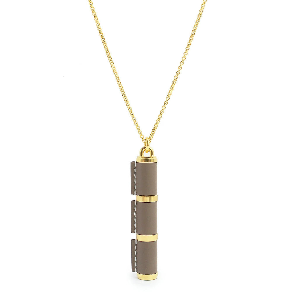 Hermes Charniere Gm Long Necklace Etoupe Gold