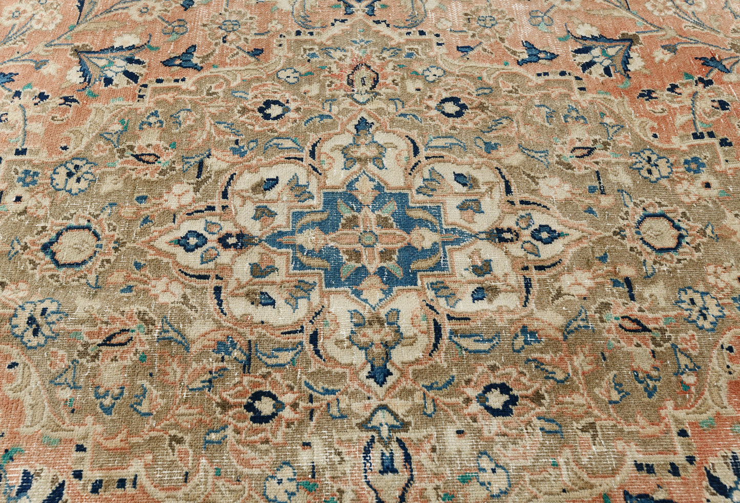Antique Distressed Oriental Rug Floral Vintage