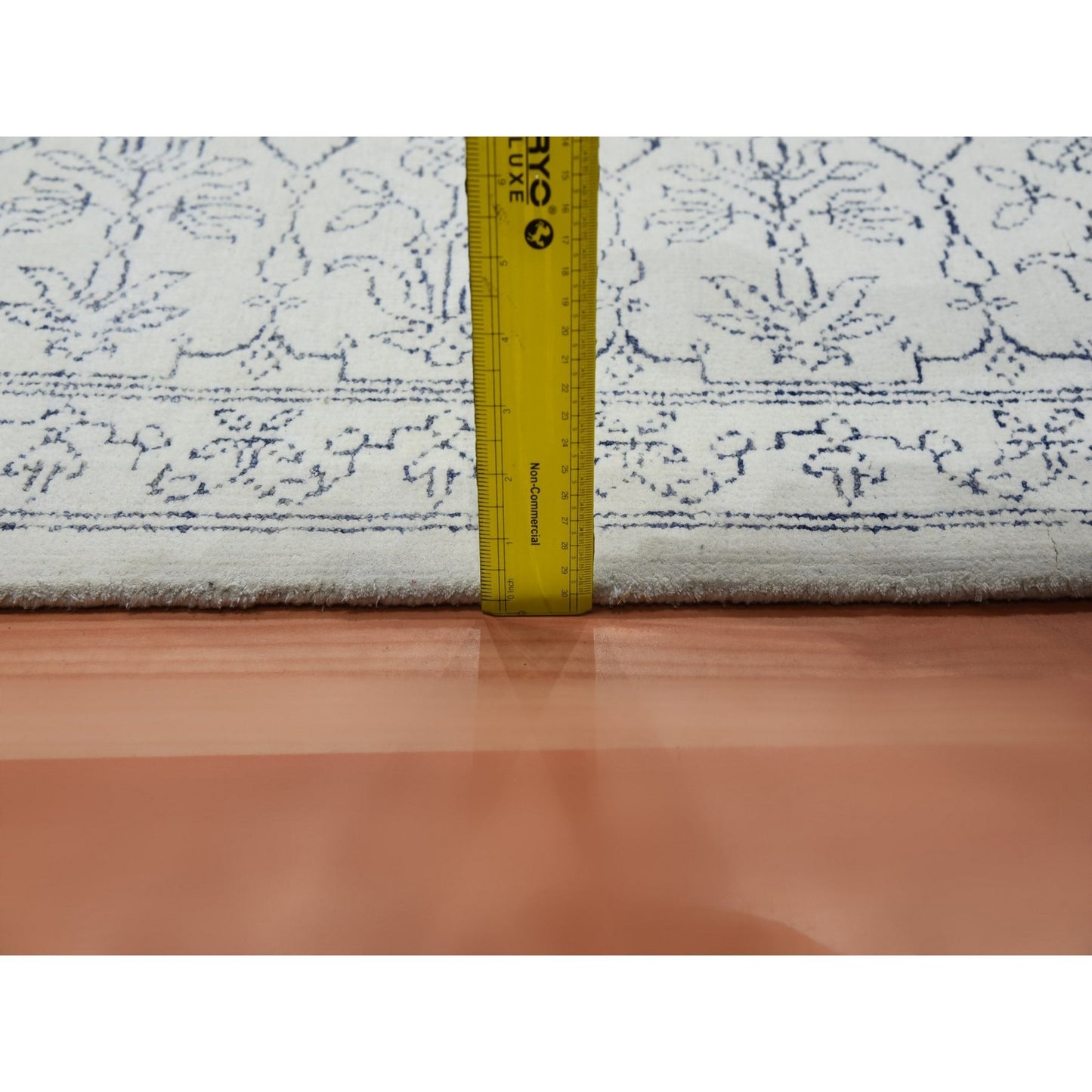 9'1"X11'10" Ivory Hand Knotted 100% Cotton Agra Design Rug