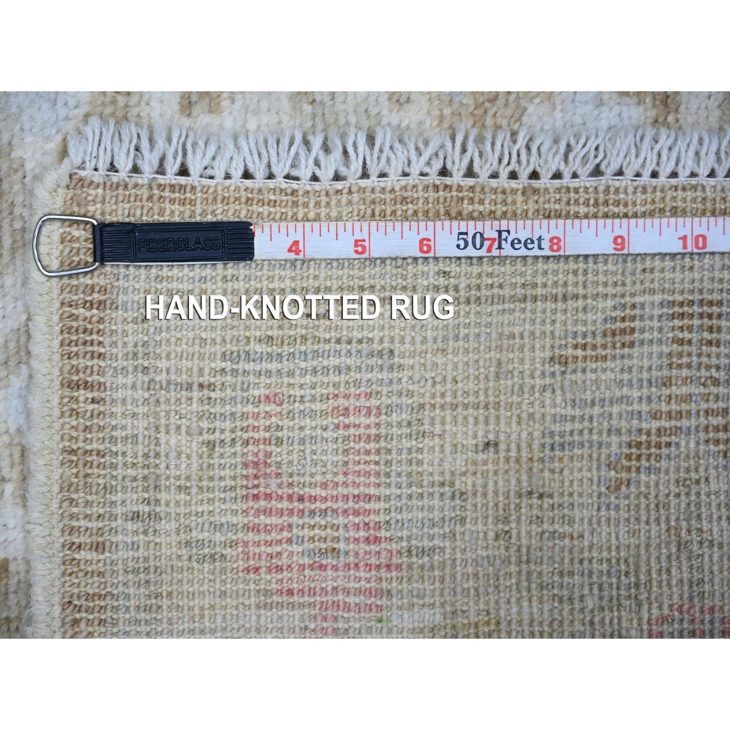 2'9"X19' Faded Brown Afghan Angora Oushak Wool Hand Knotted Runner Rug