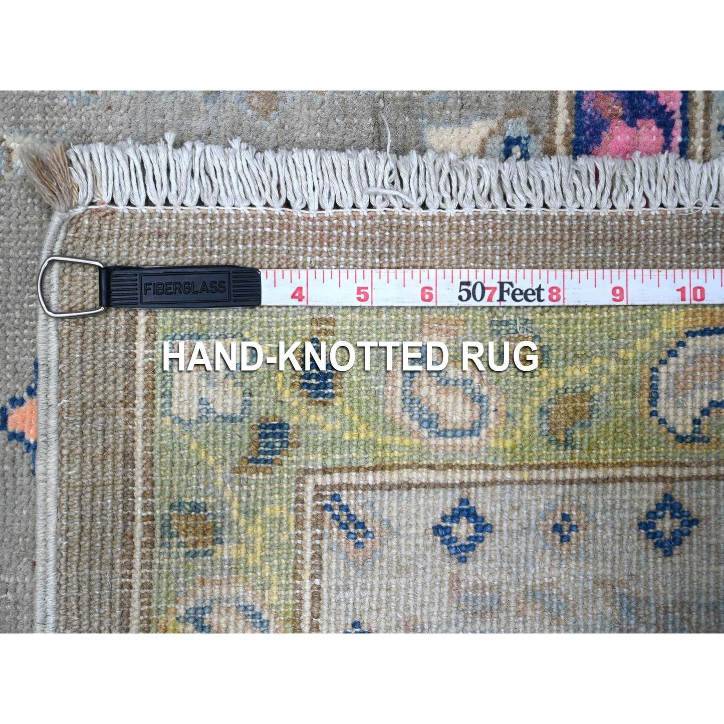 6'X8'8" Dorian Gray Colorful Fusion Kazak Organic Wool Oriental Rug
